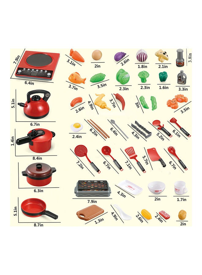 52-Piece Kitchen Toy Pretend Playset 31x18x22.8cm - Image 3