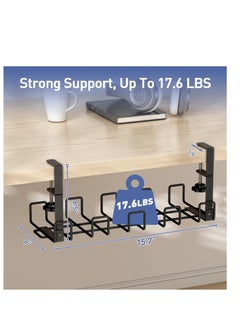 SYOSI Under Desk Cable Management Tray, Cable Management Box, Cord Organizer for Desk, 15.7" No Drill Wire Organizer Cable Management Tray, Cable Tray Organizer for Desk, Black 1 Pack  - Image 5