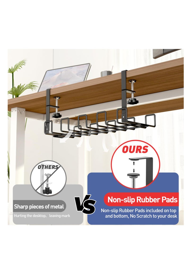 Under Desk Cable Management Tray, Cable Management Box, Cord Organizer for Desk, 15.7" No Drill Wire Organizer Cable Management Tray, Cable Tray Organizer for Desk, Black 1 Pack