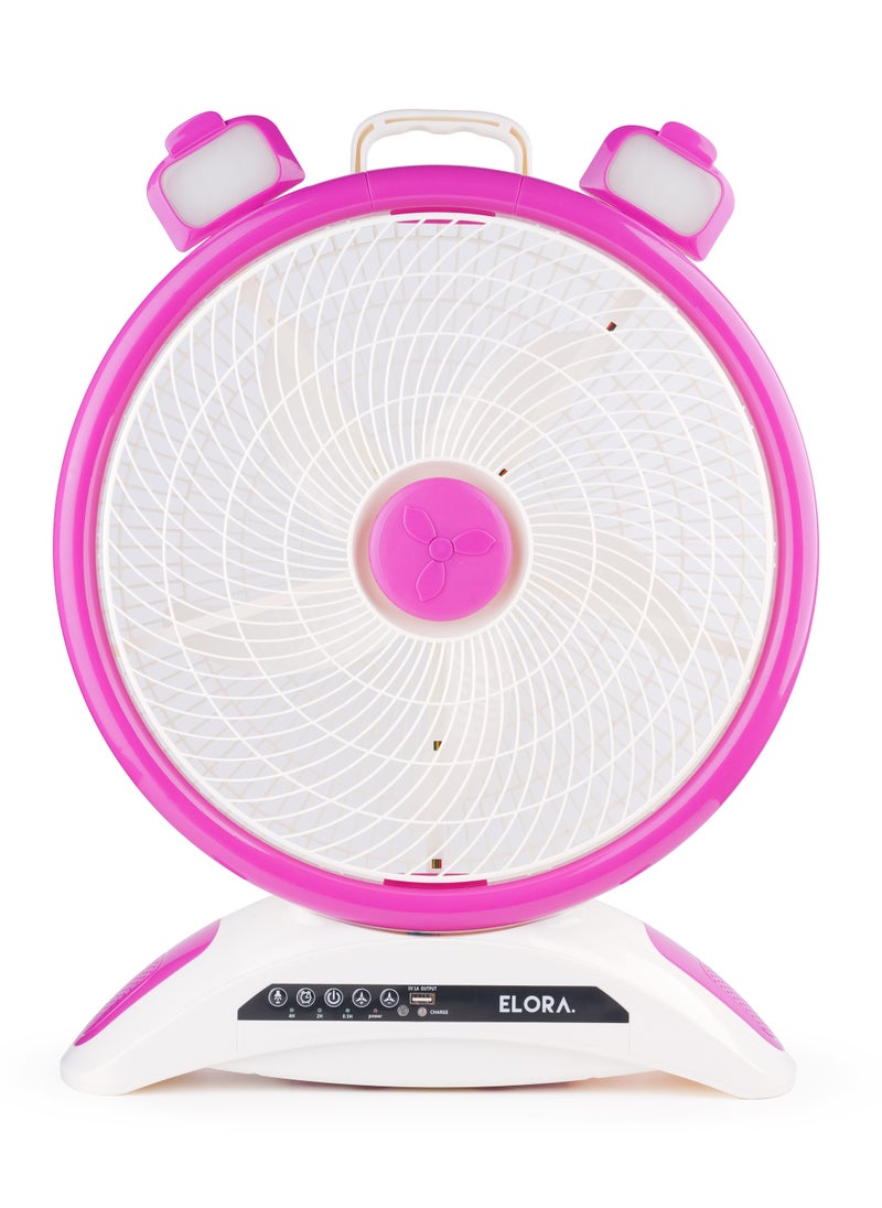 ELORA - 14 Inch AC/DC Rechargeable Fan EL-RF-6340 - 20 Hours Fan & 40 Hours LED, 56 SMD 2-Side Lights, Remote Control, Adjustable Speed, Space-Saving Design - Image 1