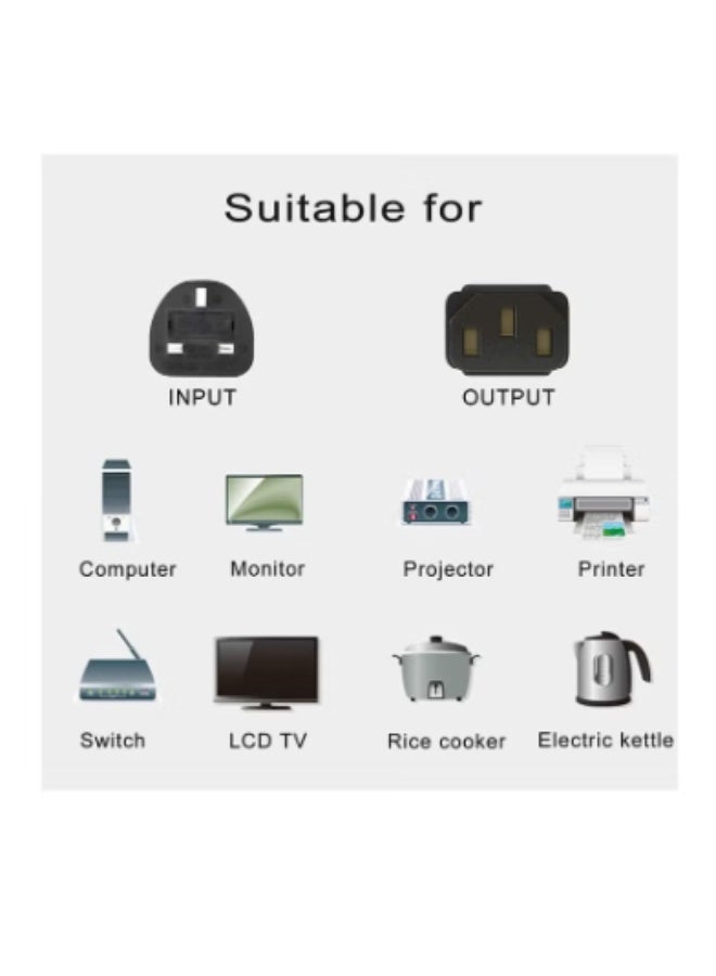 Terabyte 2 pcs of Power cable 3 Pin UK Europe power cord 3 pin desktop power cable Laptop TV Monitor Printers Photo copier Kettle Lead With fuse protection - Image 4