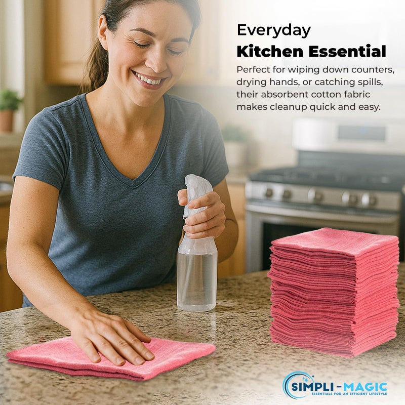 SIMPLI-MAGIC Premium Shop Towels 14â€x12â€, Commercial Grade Red, 150 Pack - Image 3