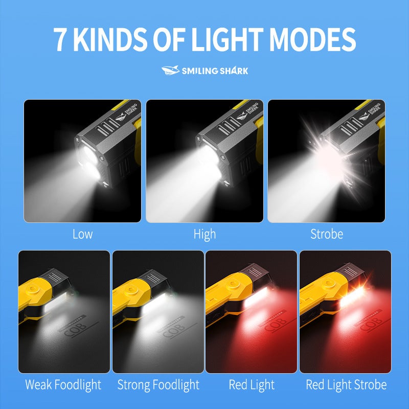 SMILING SHARK Multifunctional dual light magnetic work light with hook - Image 4
