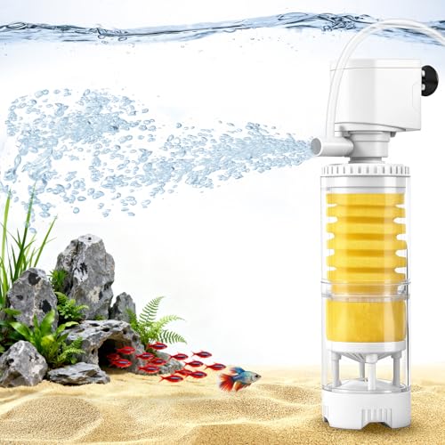 Vehipa Fish Tank Filters for 10-20 Gallon Tank, 4-in-1 Aquarium Filter with Multi-Layer Filtration, Adjustable Oxygenation & Wavemaker, Impurity Separation - Image 1