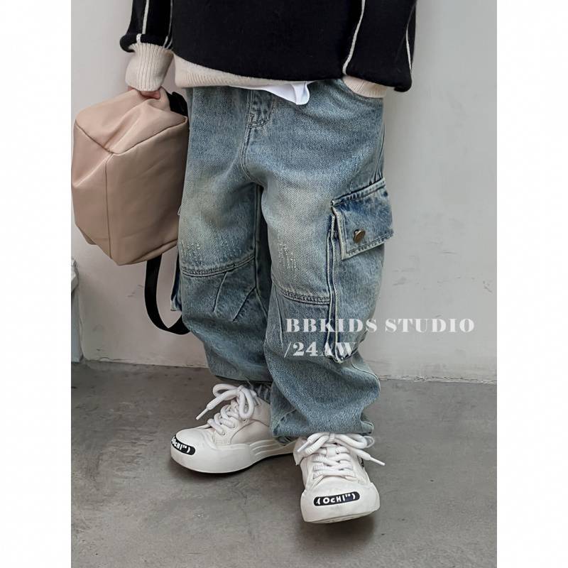Children'S Clothing Cargo Jeans Boys 2024 Spring New Trendy Big Pocket Casual Pants Medium And Large Children'S Trousers - Image 5