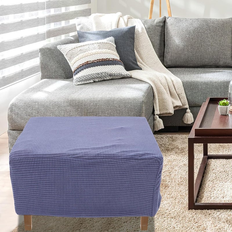 Square Footrest Stool Cover Small Size, Non-Slip Thickened Fabric Cube Stool Seat Protector, Universal Elastic Decorative Footrest Slipcover for Living Room Furniture - Image 4