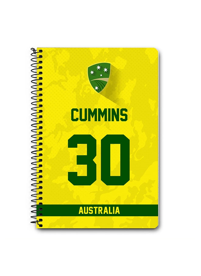 Stylizedd - Designer A5 Spiral Notebook Memo Notepad Journal Player - Pat Cummins, Jersey Number -30 (With Logo) - Image 1