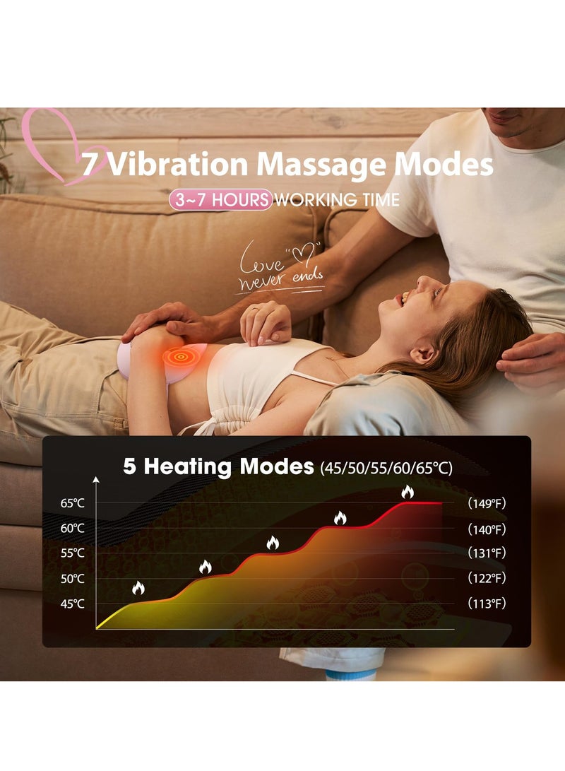 KASTWAVE Portable Cordless Heating Pad, Heating Pad for Cramps Pain Relief with 5 Heat Levels and 7 Massage Modes, Menstrual Heating Back or Belly Heating Pad, Ideal Gifts for Women, Girls - Image 5