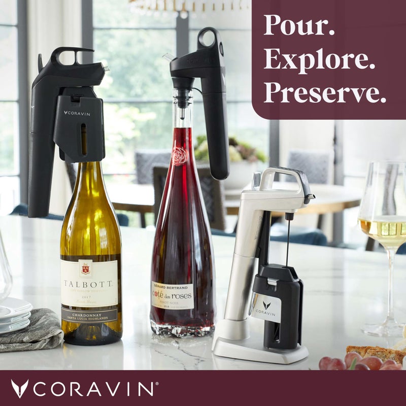 Coravin Timeless Six Plus Wine Preservation System - By-the-Glass Wine Saver - With 3 Pure Argon Gas Capsules, 6 Screw Caps & Wine Aerator - Piano Black - Image 2