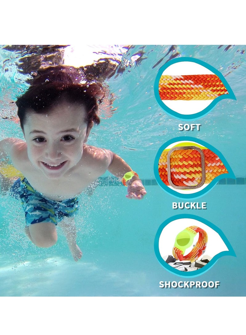 SYOSI قطعتان من أحزمة المعصم للأطفال متوافقة مع AirTag، حامل للأطفال من النايلون المنسوج وحزام Airtag القابل للتعديل ومضاد للفقد للأطفال وكبار السن (برتقالي، أبيض وردي) - Image 3