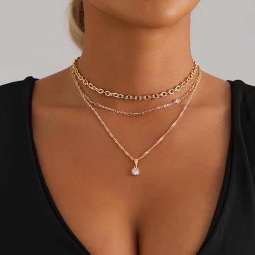 GIGB PBDK Chunky Gold Choker Necklace for Women,Trendy Silver Statement Necklace Long Snake Chain Drop Necklace,Charm Prom Body Jewelry Accessories Gifts (Gold4) - Image 3