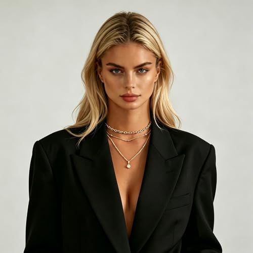 GIGB PBDK Chunky Gold Choker Necklace for Women,Trendy Silver Statement Necklace Long Snake Chain Drop Necklace,Charm Prom Body Jewelry Accessories Gifts (Gold4) - Image 5