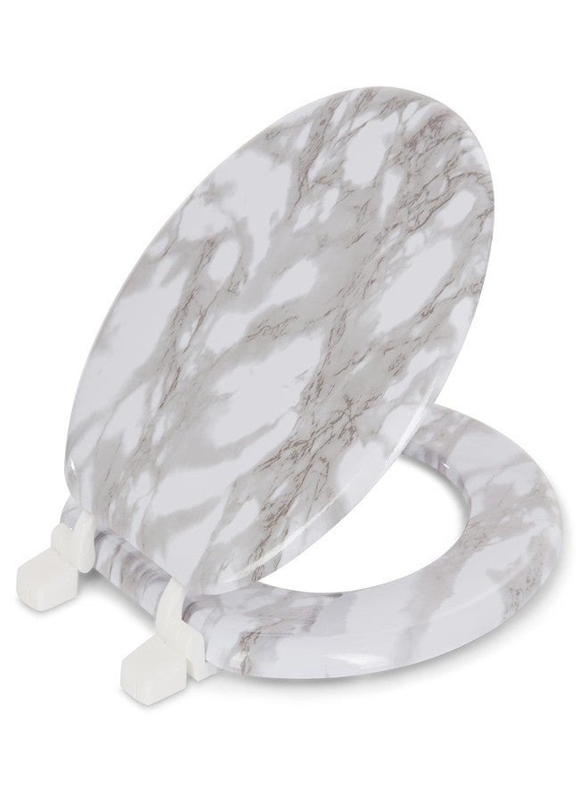 J&V TEXTILES Round Toilet Seat W/ Easy Clean & Change Hinge (Gray) - Image 1