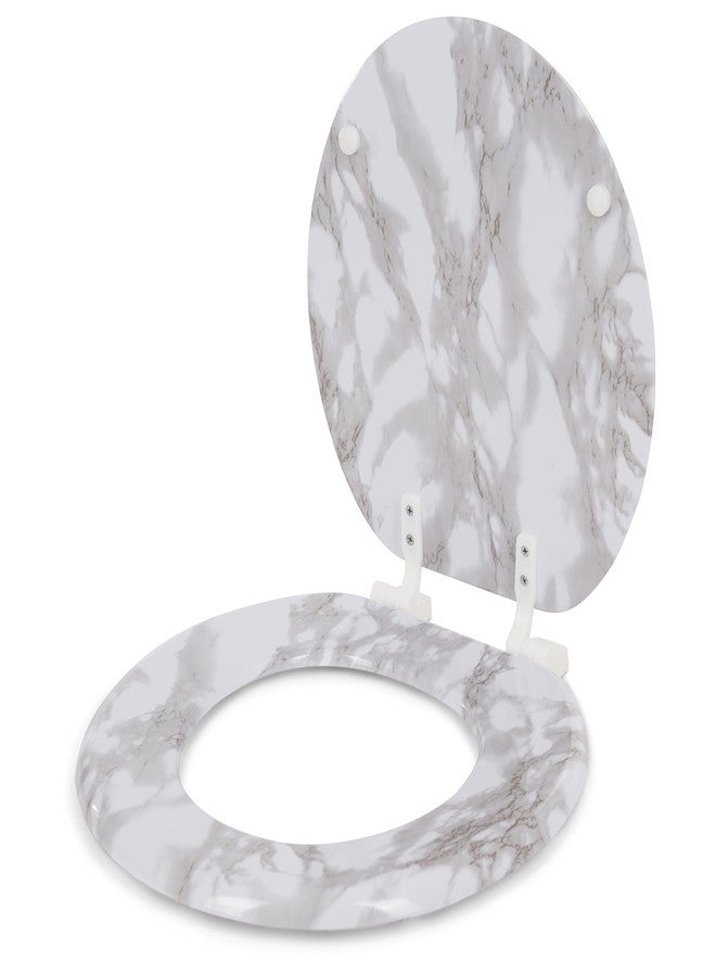 J&V TEXTILES Round Toilet Seat W/ Easy Clean & Change Hinge (Gray) - Image 2