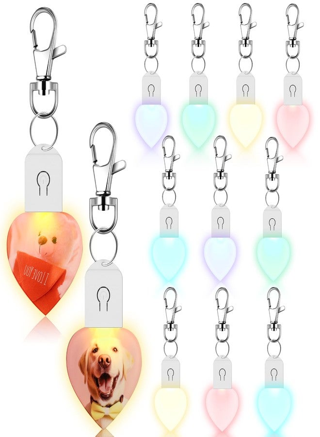 Tondiamo 10 Pcs LED Sublimation Blank Keychain Acrylic Lighted Transfer DIY Crafts Christmas Keychain Gifts(Heart) - Image 1