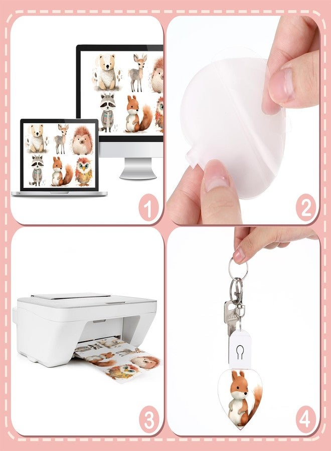 Tondiamo 10 Pcs LED Sublimation Blank Keychain Acrylic Lighted Transfer DIY Crafts Christmas Keychain Gifts(Heart) - Image 4