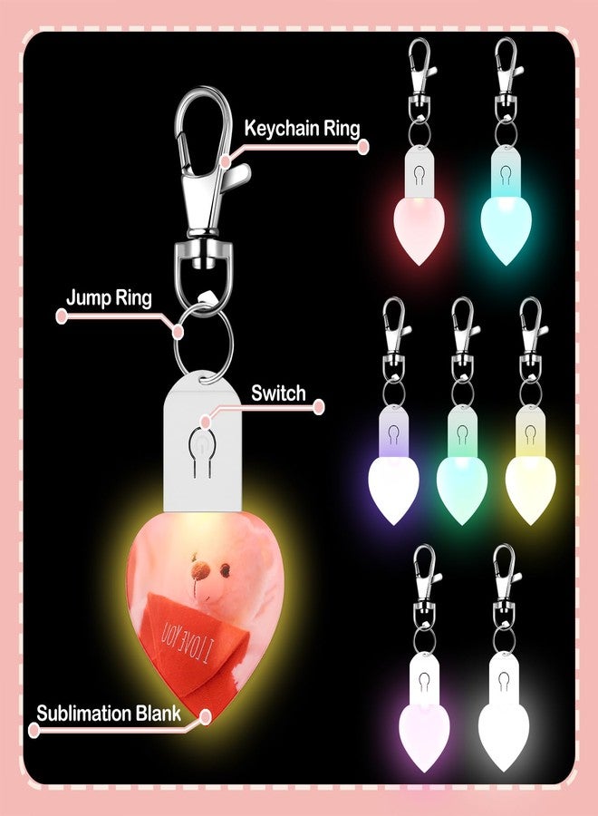 Tondiamo 10 Pcs LED Sublimation Blank Keychain Acrylic Lighted Transfer DIY Crafts Christmas Keychain Gifts(Heart) - Image 2