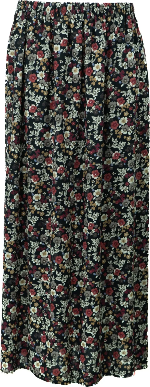 Oppland Women's Mother Skirt Woven Viscose Fabric Daisy Flower Patterned Comfortable Cut Full Pattern