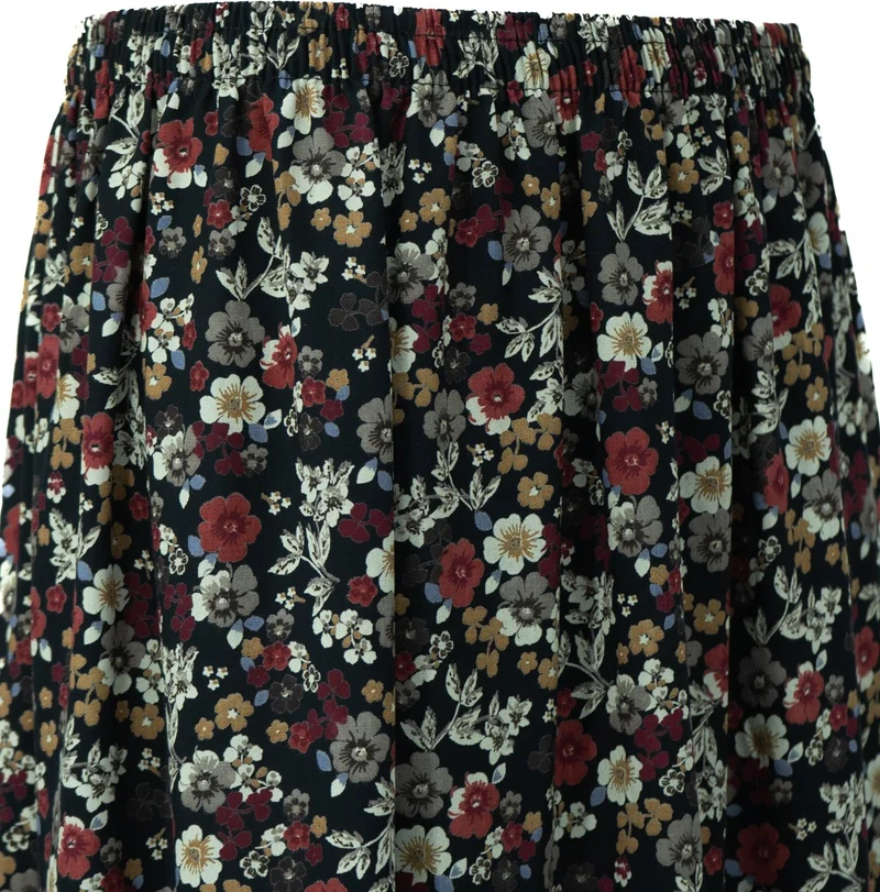Oppland Women's Mother Skirt Woven Viscose Fabric Daisy Flower Patterned Comfortable Cut Full Pattern