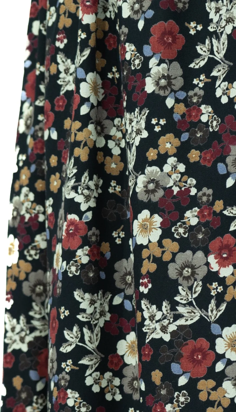 Oppland Women's Mother Skirt Woven Viscose Fabric Daisy Flower Patterned Comfortable Cut Full Pattern