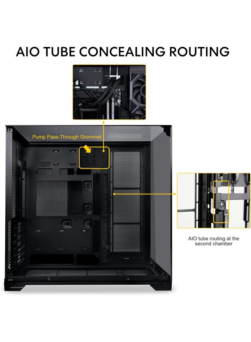 ليان لي كيس كمبيوتر أو١١ فيجن كومباكت – أسود – هيكل منتصف البرج ATX – فولاذ وزجاج مُقوّى – دعم التوصيل الخلفي – الموديل ٠١١ڤي‌بي‌إكس - Image 5