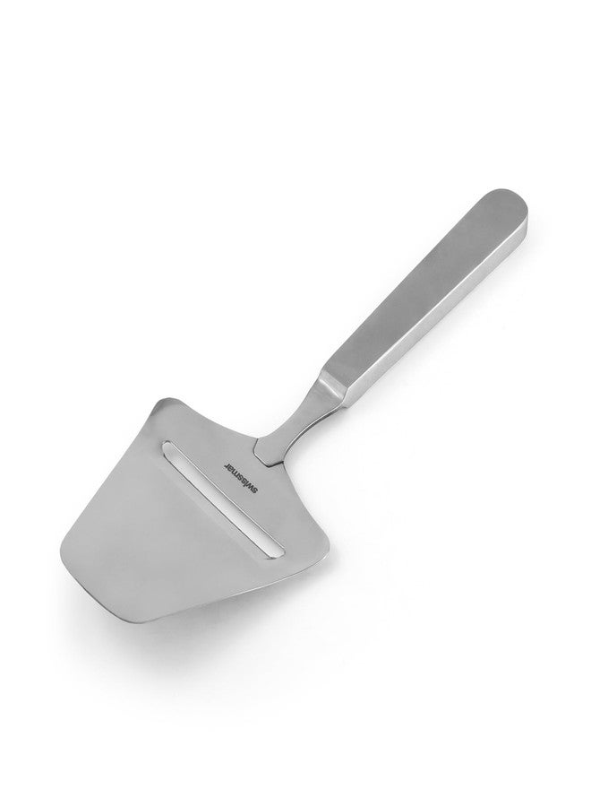 سويس مار قطاعة الجبن سويسمار برشلونة - قطاعة جبن من الفولاذ المقاوم للصدأ بمقبض مصقول بالرمل، تصميم دقيق بطول 24 سم، مثالية للجبن الصلب وشبه الطري، أداة أنيقة لتقديم اللحوم الباردة والضيافة - Image 4