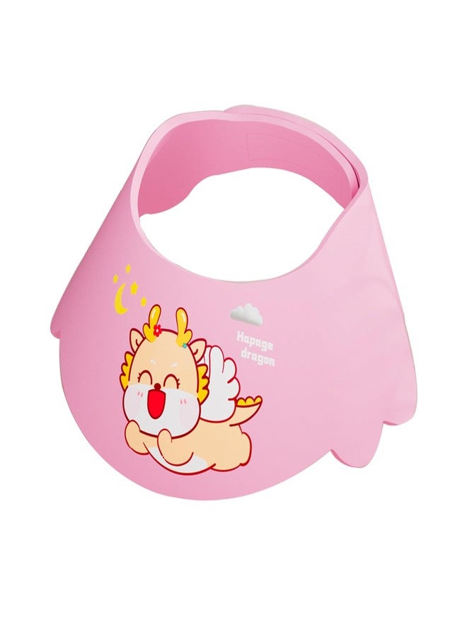 HOOYEE Baby Shower Cap Shield, Soft Adjustable Kids Bath Visor Hat Shampoo Washing Hair Protection Cartoon for Toddler children (Pink Dragon) - Image 2
