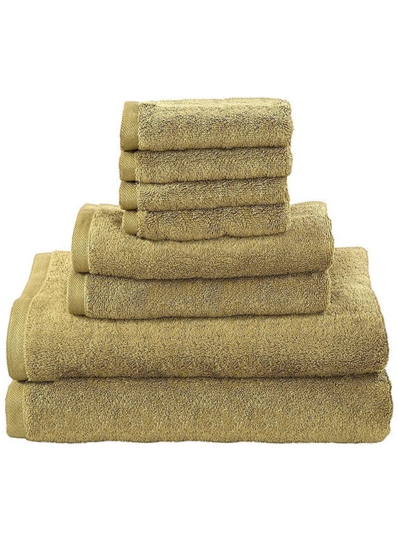 MAXQON 8-Pieces Towel Set - 100% Cotton 600 GSM, 2xBath Towel(70x140cm), 2xHand Towel(45x75cm), 4xFace Towel(30x30cm), Highly Absorbent Super Durable, Color-Beige  - Image 1