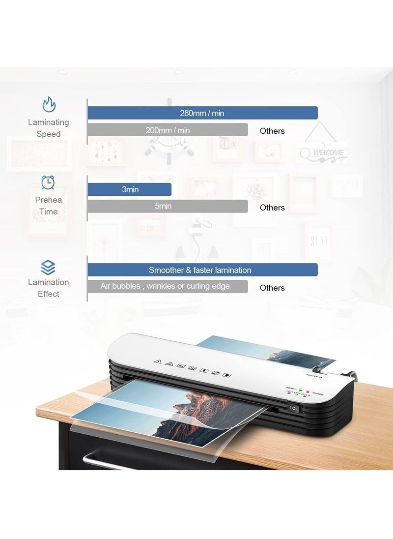 Y&D - Laminator, A4 Laminator Machine, 4 in 1 Thermal for Home Office School Use, 9 inches Max Width, Quick Warm-Up, Paper Trimmer, Corner Rounder (15 Laminating Pouches) - Image 1