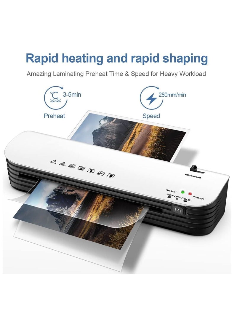 Y&D - Laminator, A4 Laminator Machine, 4 in 1 Thermal for Home Office School Use, 9 inches Max Width, Quick Warm-Up, Paper Trimmer, Corner Rounder (15 Laminating Pouches) - Image 1
