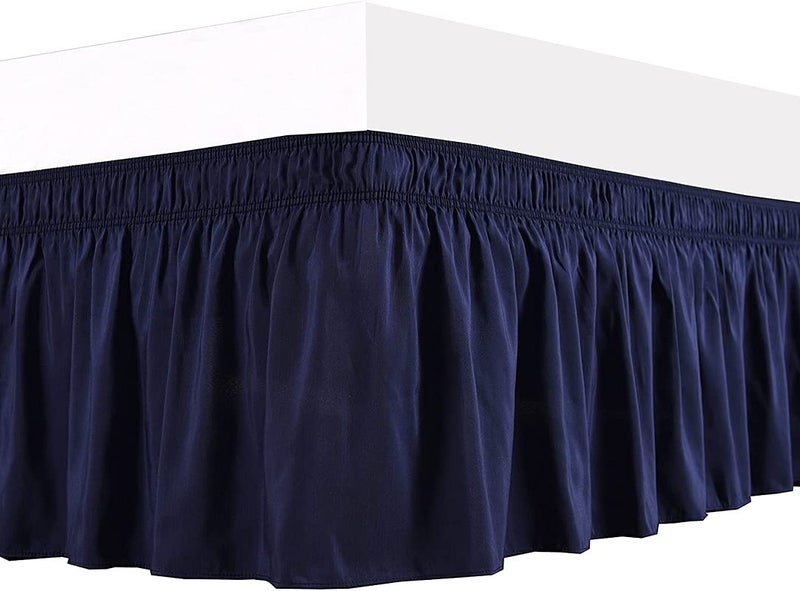 YRM Bedding's Navy Blue Bed Skirt Wrap Around 600Microfiber with Easy Fit with 22 Inch Tailored Drop Shrinkage and Fade Resistant with Microfiber 22 Bed Skirt - Image 4