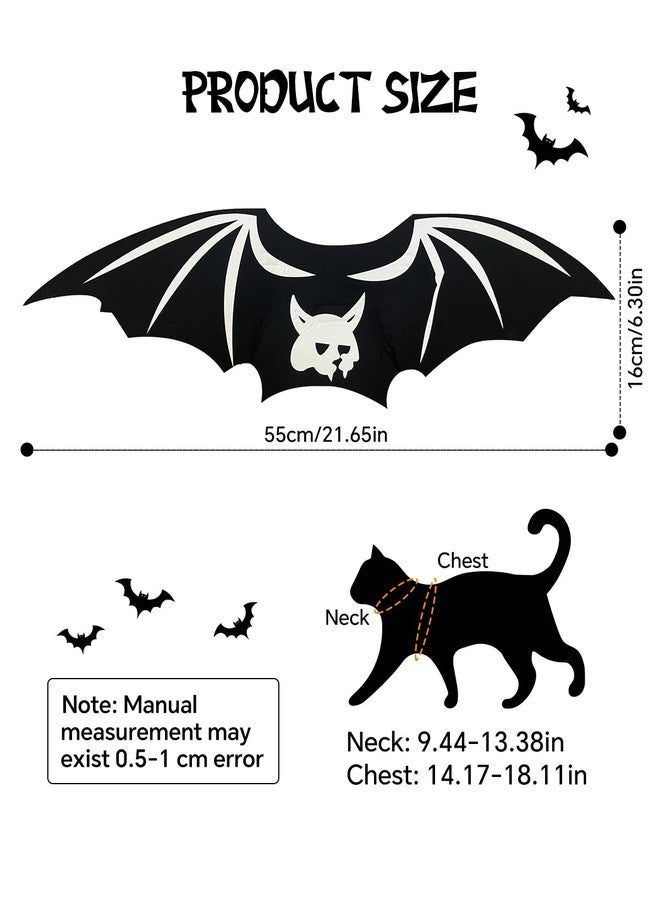 Fiemack Cat Halloween Costume Bat Wings - Glow in The Dark Pet Halloween Party Cosplay Dress Up Accessories for Cats Small Puppy Dog - Image 5