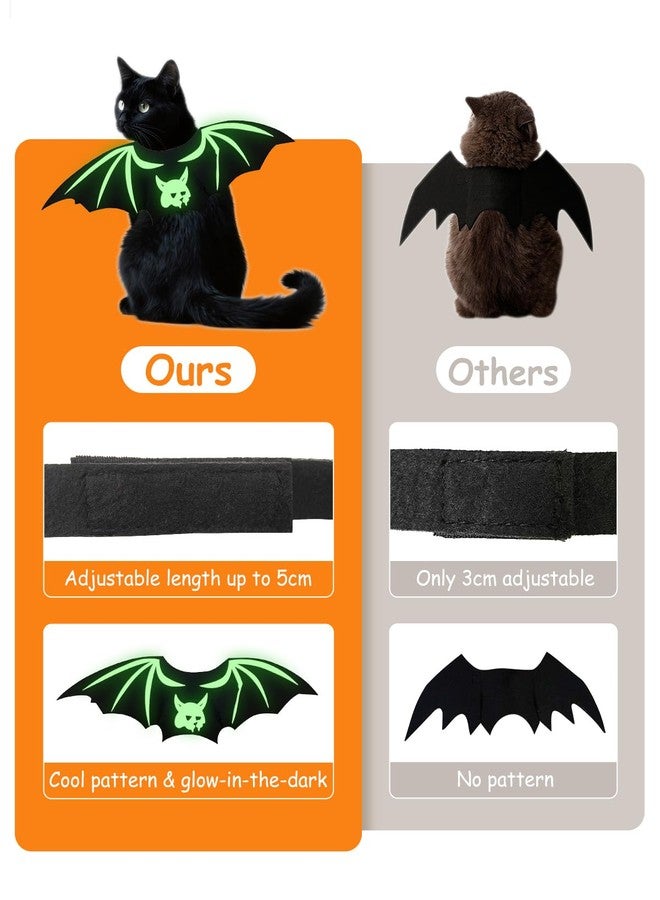 Fiemack Cat Halloween Costume Bat Wings - Glow in The Dark Pet Halloween Party Cosplay Dress Up Accessories for Cats Small Puppy Dog - Image 3