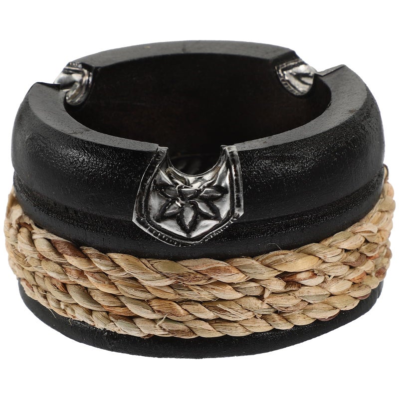 Vintage Black Wooden Ashtray 3 Inch Decorative Ashes Holder For Home Office - Image 2