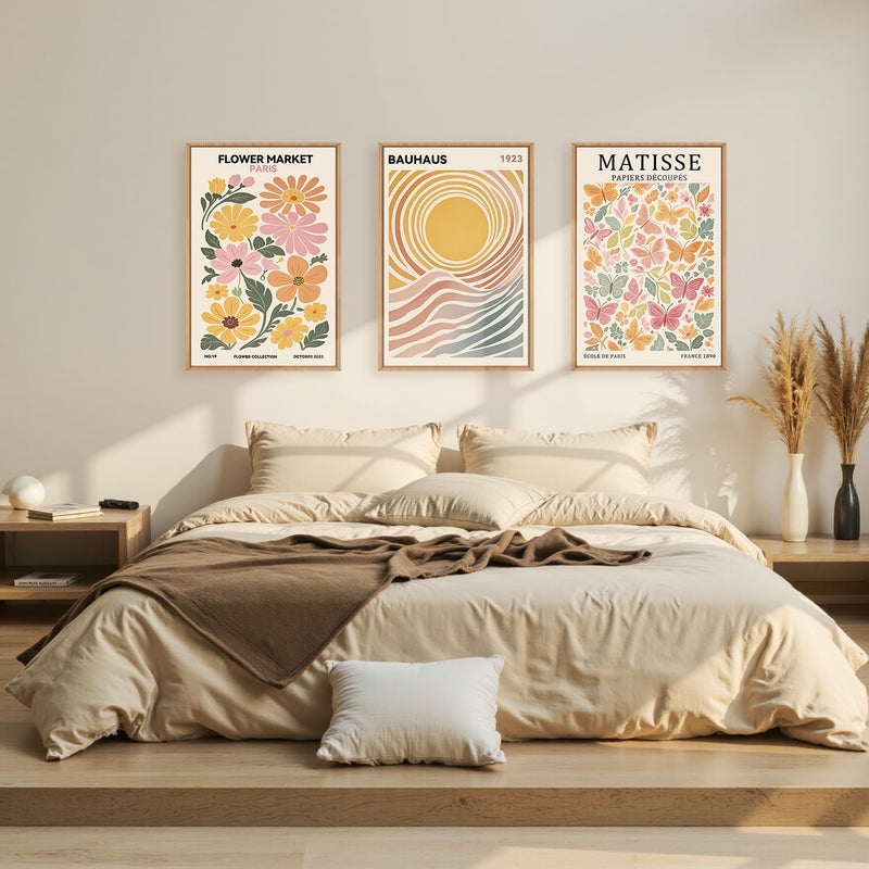 Ausril Boho Flower Market Framed Canvas Wall Art Set, Matisse Floral Wall Decor, Abstract Botanical Wall Painting, Nature Floral Illustration Art Prints for Living Room, Bedroom, Office 16"X24"X3 - Image 4