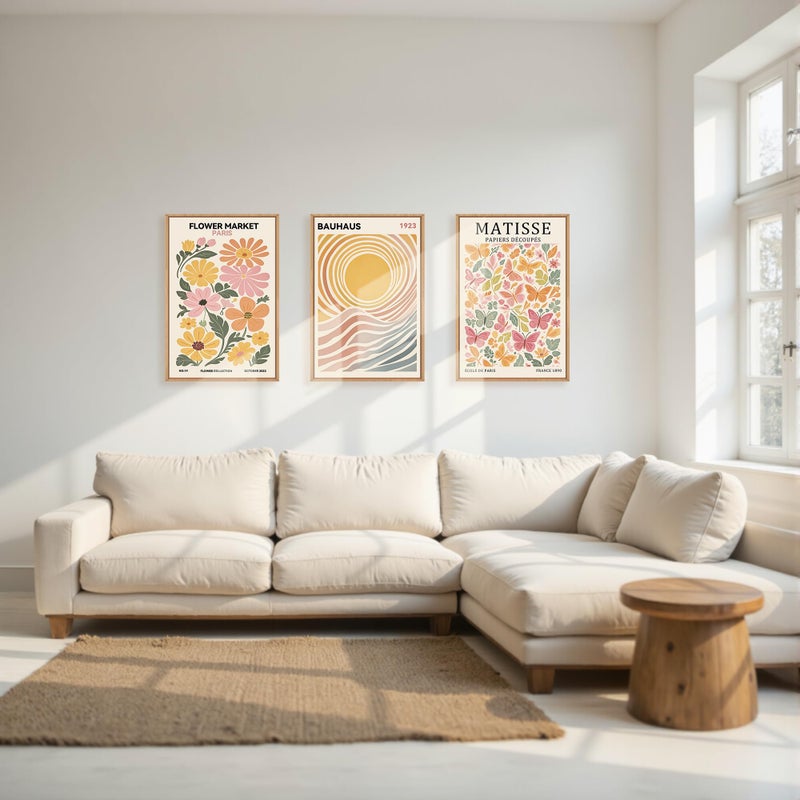 Ausril Boho Flower Market Framed Canvas Wall Art Set, Matisse Floral Wall Decor, Abstract Botanical Wall Painting, Nature Floral Illustration Art Prints for Living Room, Bedroom, Office 16"X24"X3 - Image 3