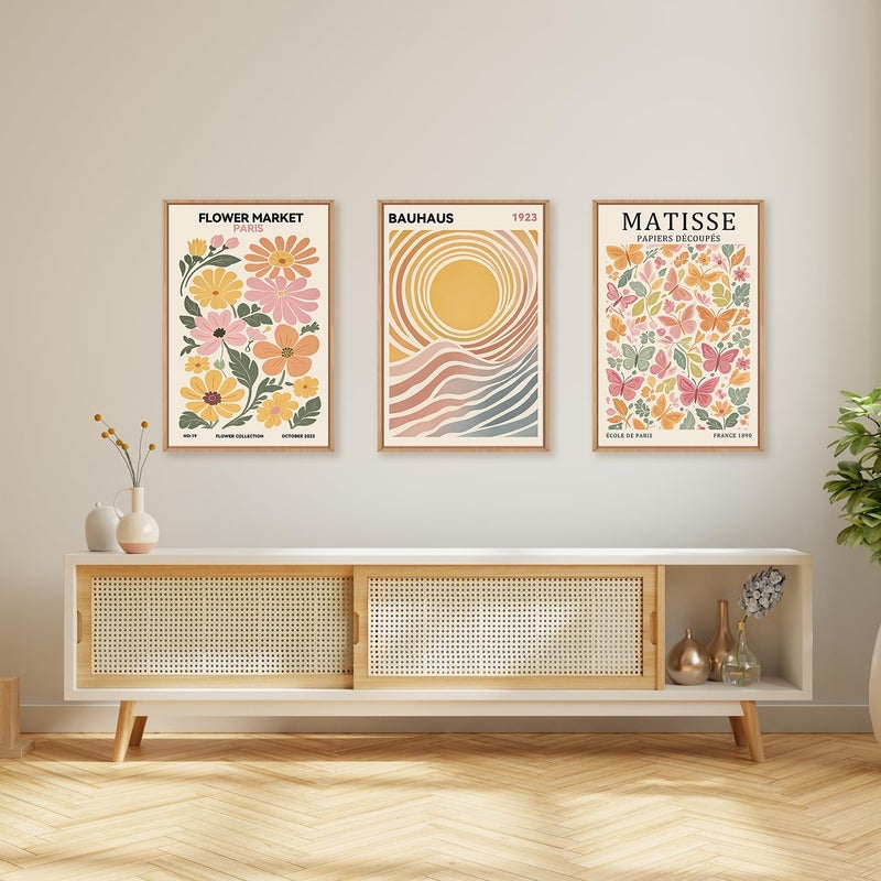 Ausril Boho Flower Market Framed Canvas Wall Art Set, Matisse Floral Wall Decor, Abstract Botanical Wall Painting, Nature Floral Illustration Art Prints for Living Room, Bedroom, Office 16"X24"X3 - Image 5