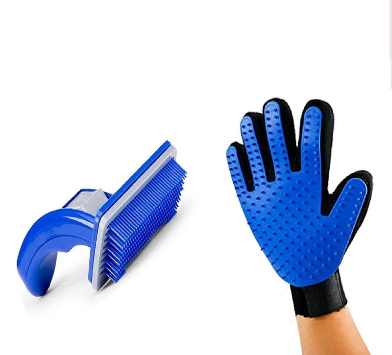 The DDS Store Slicker Brush Pet Grooming Glove for Dogs and Cats Shedding Small Medium Large Breeds Pet Hair Remover Glove-Massage Five Finger for Dog,... (Slicker and Glove) - Image 1