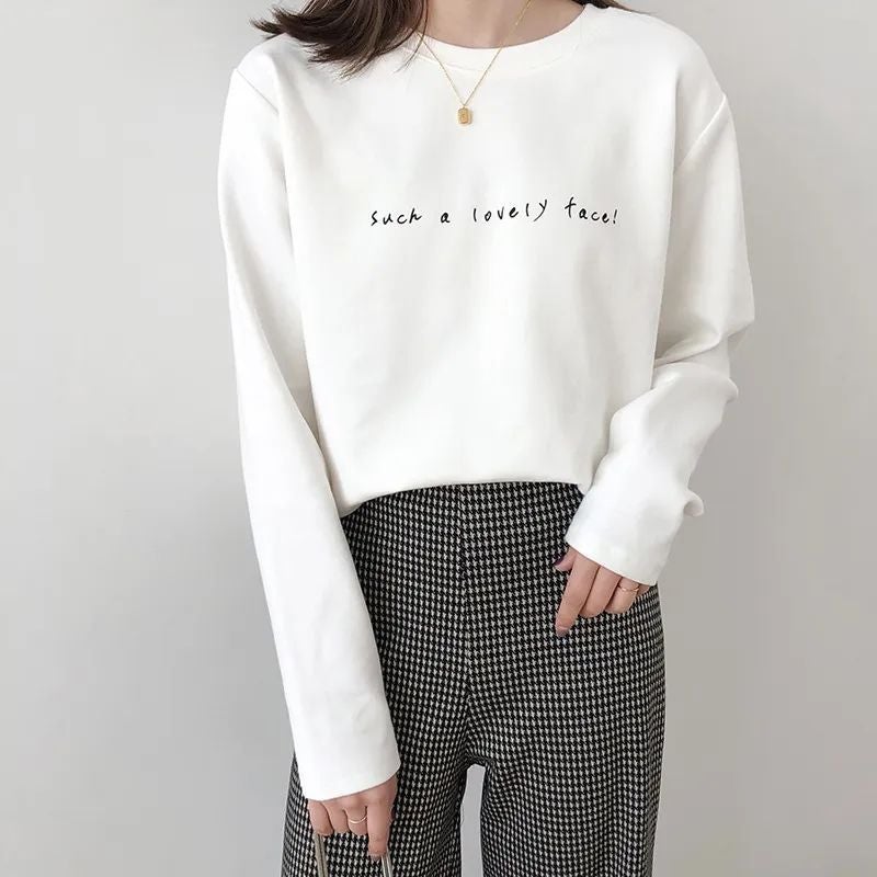 Double-sided Velvet Warm Long-sleeved T-shirt Women's Autumn and Winter New Korean-style Round Neck Loose fleece-lined Thickened Base Shirt - Image 3