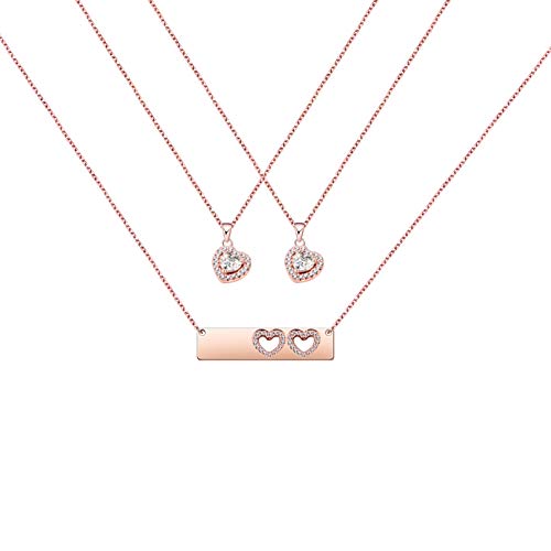 AKTAP Mother Daughter Cubic Zirconia Love Pendant Necklace Set Perfect for Mothers Day Valentines Day Mother 2 Daughters - Image 1