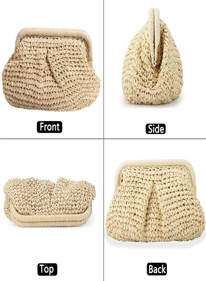 Geelyda Straw Clutch Purses for Women Cloud Dumpling Pouch Straw Crossbody Shoulder Handbag Summer Beach Woven Bag - Beige - Image 5