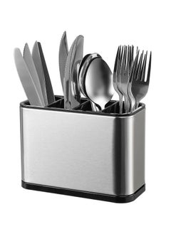 VIO 4 Compartments Large Stainless Steel Cooking Utensil Holder Rust Proof Utensil Crock Caddy with Anti Skid Foot Drainer Cutlery Organizer Kitchen Rack Basket Spoon Fork Chopsticks Knife Storage Stand  - Image 1