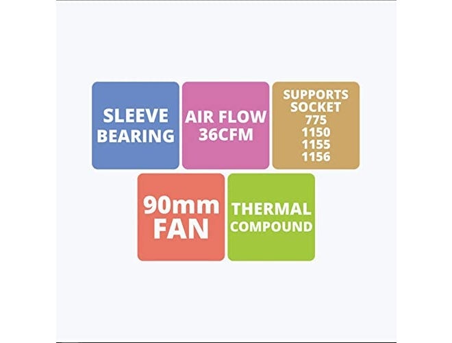 ZEBRONICS مروحة تبريد المعالج | مقبس 775/1150/1155/1156 | مروحة CPU 90 مم | معجون حراري متضمن - Image 2