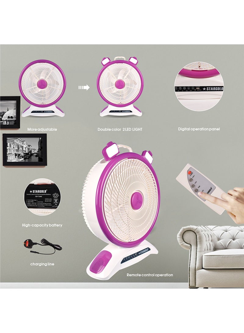 ستارجولد مروحة طاولة قابلة لإعادة الشحن 14 بوصة مع جهاز تحكم عن بعد وضوء SMD LED 3 سرعات 40 واط مروحة مكتب محمولة من النحاس لغرفة نوم المكتب المنزلي - Image 3