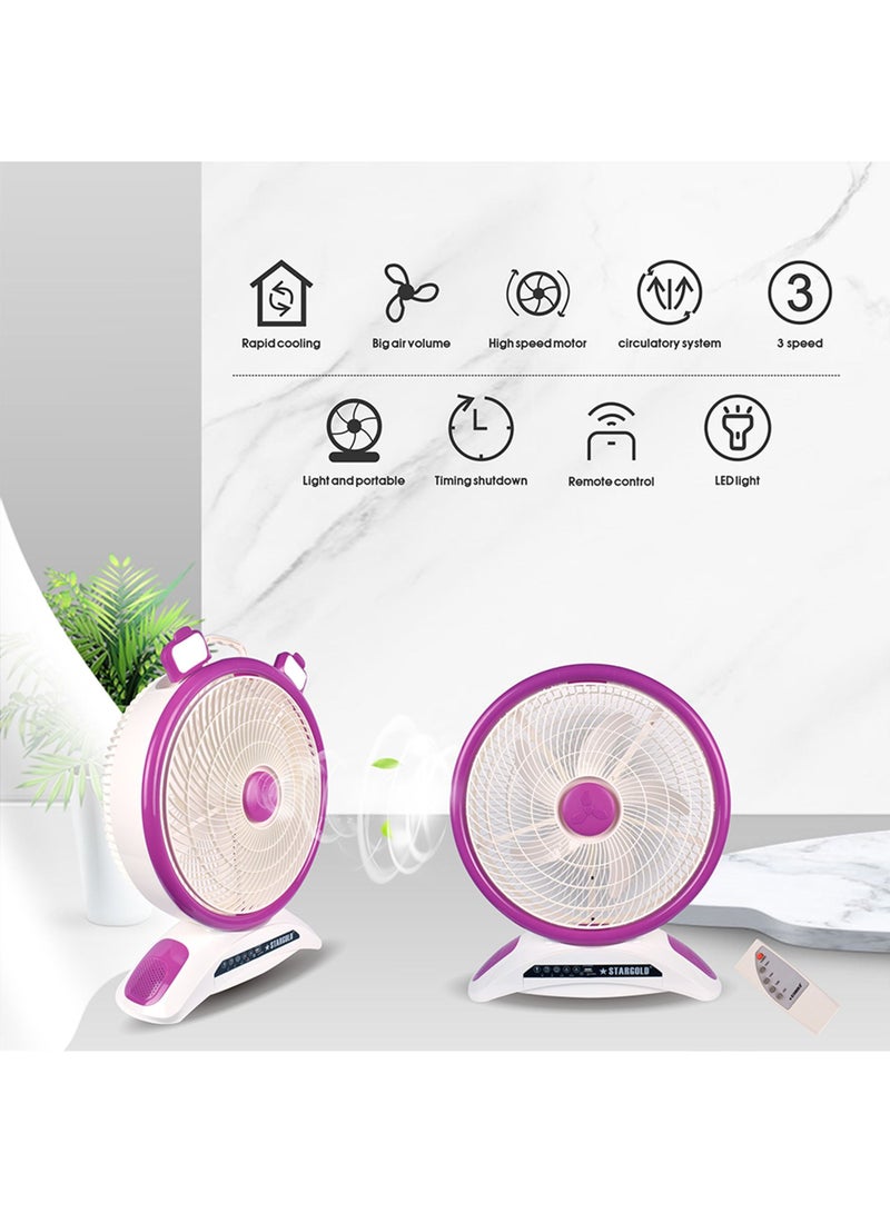 ستارجولد مروحة طاولة قابلة لإعادة الشحن 14 بوصة مع جهاز تحكم عن بعد وضوء SMD LED 3 سرعات 40 واط مروحة مكتب محمولة من النحاس لغرفة نوم المكتب المنزلي - Image 4