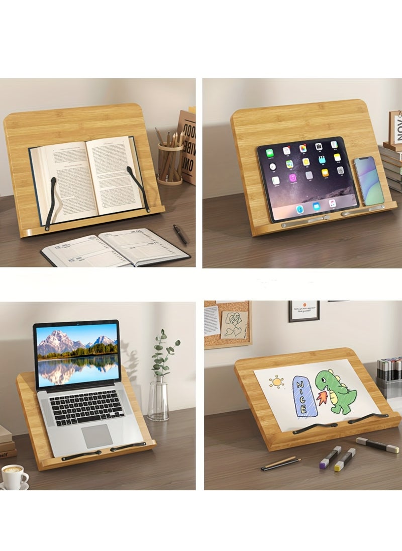 Generic - Adjustable Angle Wooden Bookshelf | Multifunctional Reading Stand | Suitable for Adults & Students - Image 1