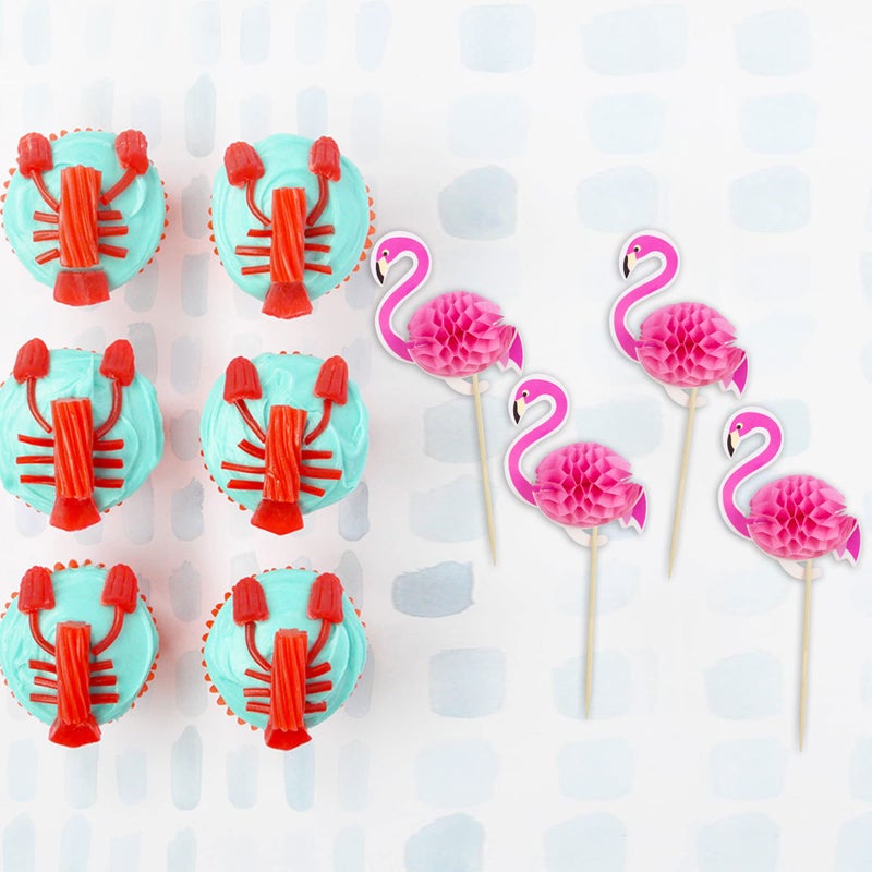 Ephlyn 24pcs 3D Flamingo Cupcake Toppers  Tropical Aloha Luau Cupcake Picks for Baby Shower  Summer Party  Wedding & Birthday Cake Decorations - Image 3
