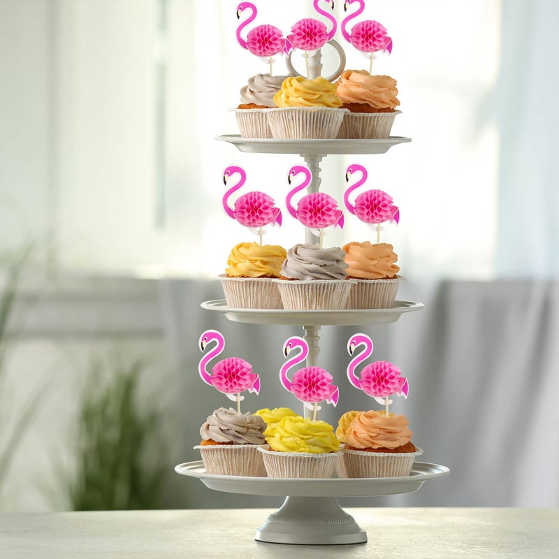 Ephlyn 24pcs 3D Flamingo Cupcake Toppers  Tropical Aloha Luau Cupcake Picks for Baby Shower  Summer Party  Wedding & Birthday Cake Decorations - Image 5