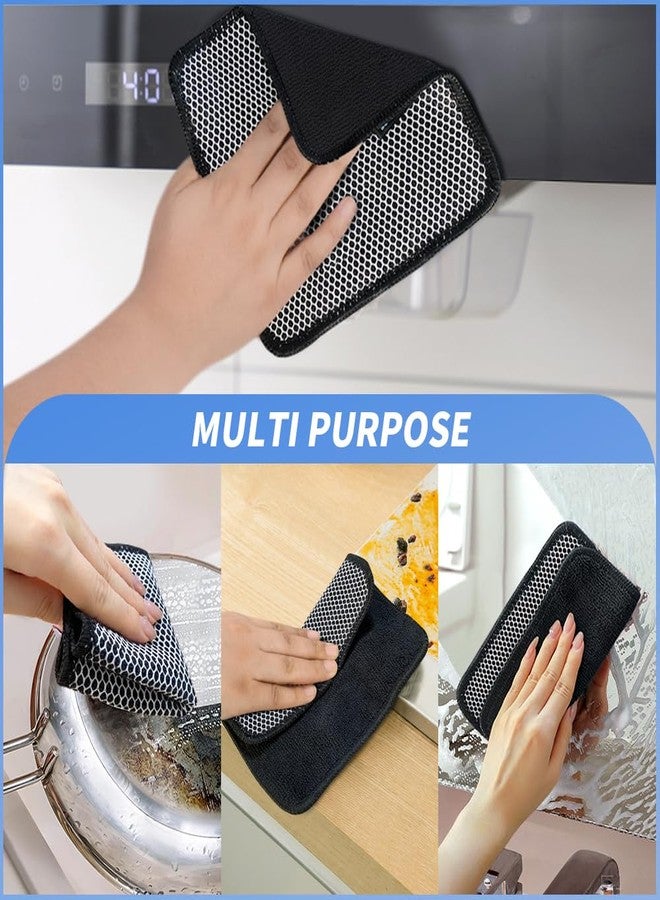KinHwa Kitchen Washcloths for Dishes Absorbent Microfiber Dish Cloths Quick Dry Dish Rags with Poly Scour Scrub Side Ideal for Kitchen Cleaning (Black, 7inchx7inch 9 Pack) - Image 2