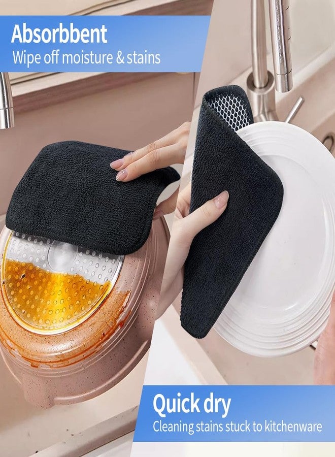 KinHwa Kitchen Washcloths for Dishes Absorbent Microfiber Dish Cloths Quick Dry Dish Rags with Poly Scour Scrub Side Ideal for Kitchen Cleaning (Black, 7inchx7inch 9 Pack) - Image 3